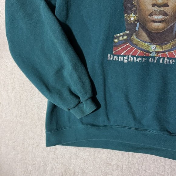 Vintage Cheetah Sweatshirt XL Green Graphic Logo Queen Princess 1990s Made USA - Picture 3 of 8